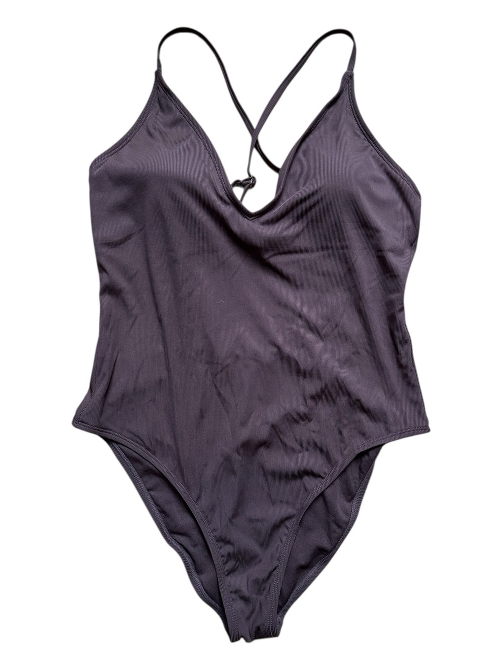 Women’s Chocolate Brown One-Piece High-Cut Swimsuit with Crossback Straps
